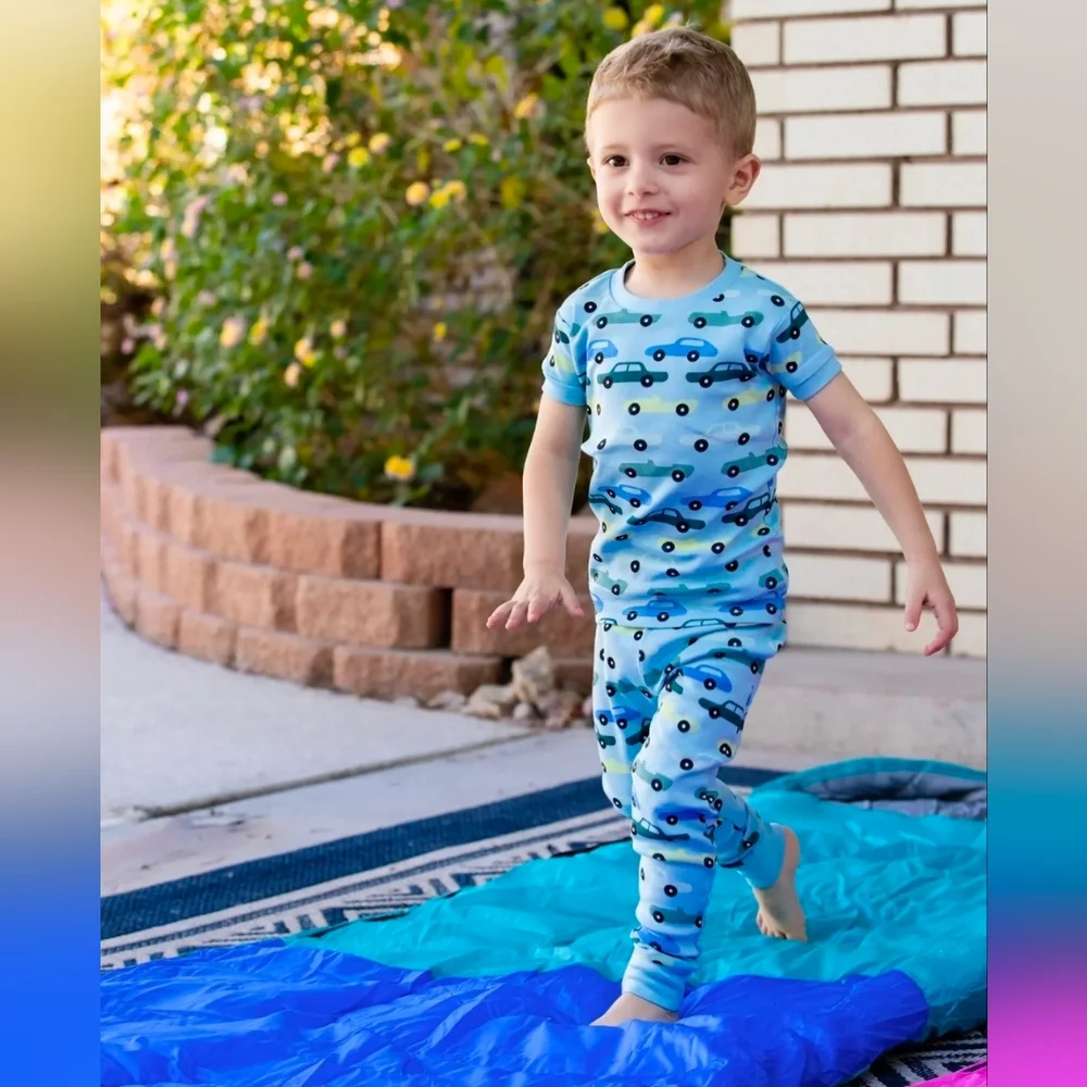 Monica + Andy - Blue Car Print Toddler Pajama Set